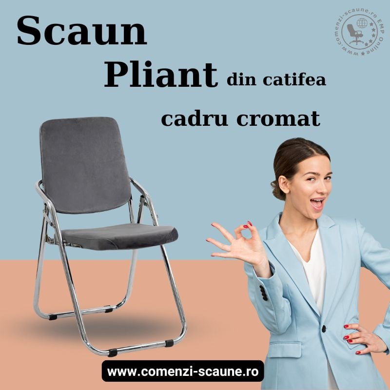 Scaune pliante din catifea HRC 609V gri